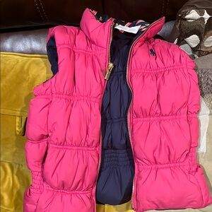 Pink Puffer Vest with Navy Lining